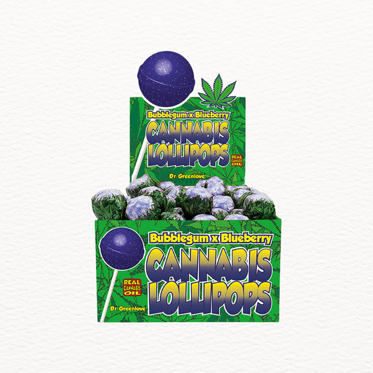 Piruletas de Cannabis Bubblegum x Blueberry sabor arándano