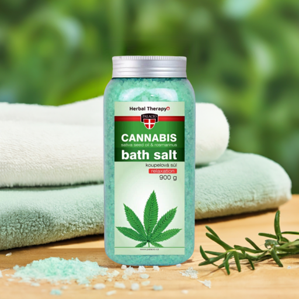 Palacio Sal de baño de Cannabis con aceite de semilla de sativa y rosmarinus