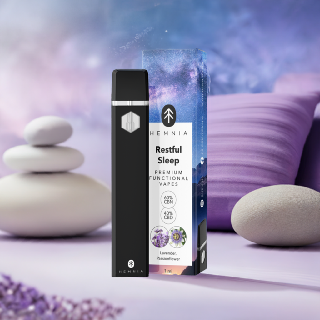 Hemnia Premium Vaper Sueño reparador  40% CBD, 60% CBN, Lavanda, Pasiflora, 1 ml